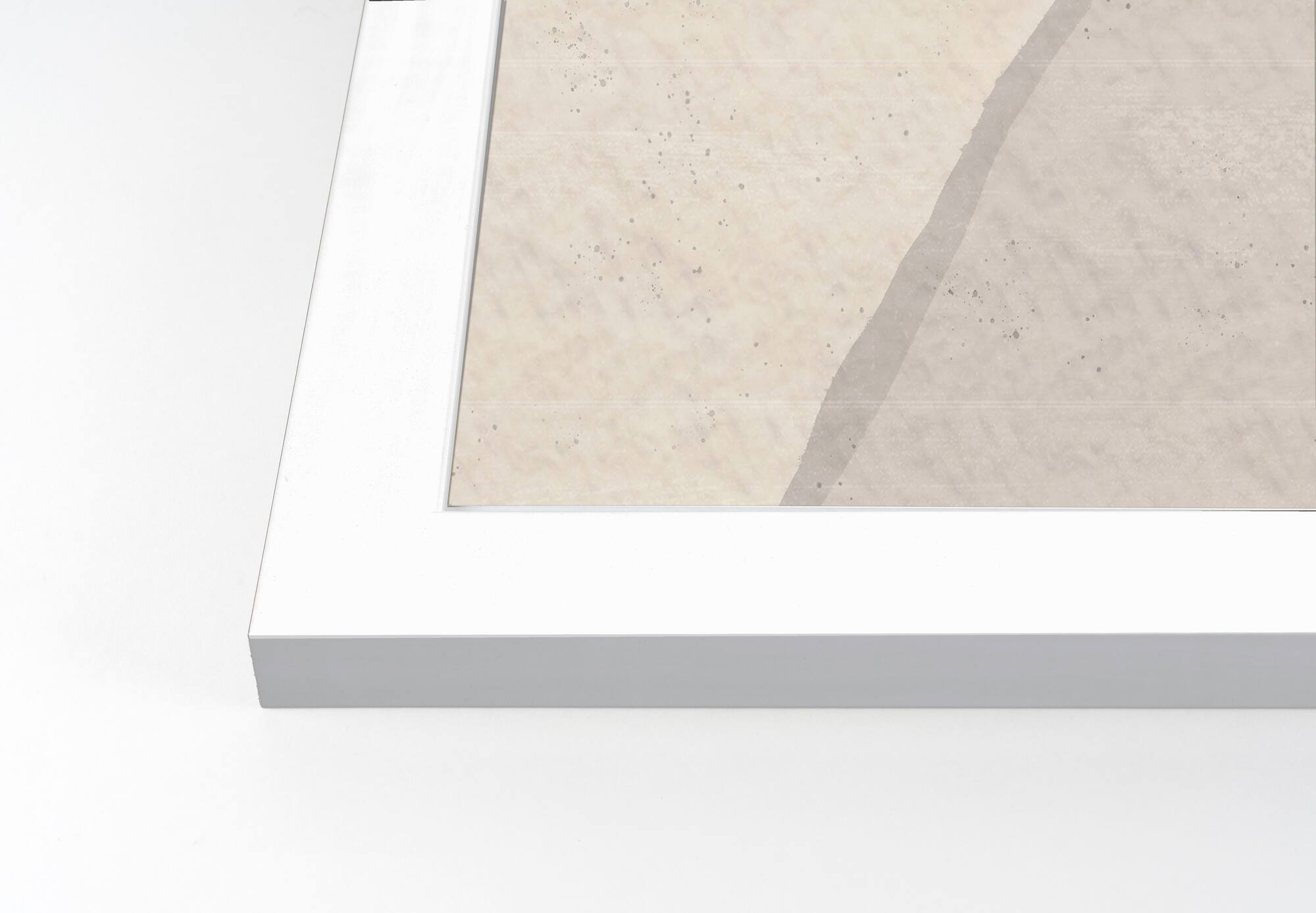 Neutral Modern Abstract 20" x 30" White Framed Print Under Plexiglass